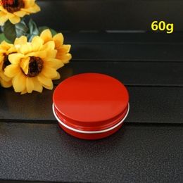 60g 60ml Empty Red Round Small Aluminium Box Metal Tin Cans DIY Cream Refillable Jar Tea Pot Containershigh quatity