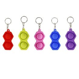 New Fidget Toy Keychains Rings Baby Sensory Simple Dimple Toys Gifts Adult Child Funny Pop It Stress Reliever Push Bubble Gourd Key Chains