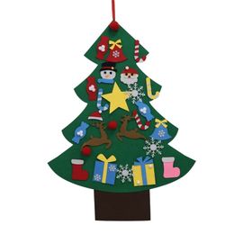 DIY Felt Christmas Tree Artificial Tree Wall Hanging Ornaments Christmas Decoration for New Year Gifts Kids Toys Home Y200903