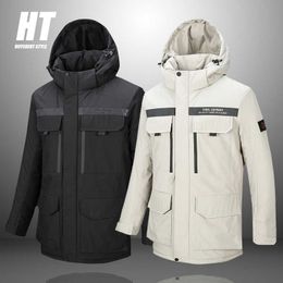 5XL Men Winter Jackets Men Thick Warm Outwear Multiple pockets Parkas Casual Fashion Fleece Coat Windproof Hooded Parka 210603