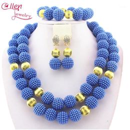 Earrings & Necklace Perfect 2021 African Beads Jewellery Set Nigerian Party Blue Sets Crystal W9906