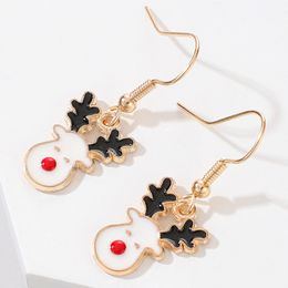 Christmas Cute Elk Gold Earrings Long Alloy Earrings Dangle & Chandelier Matching Clothes Lady Fashion Jewellery Gift
