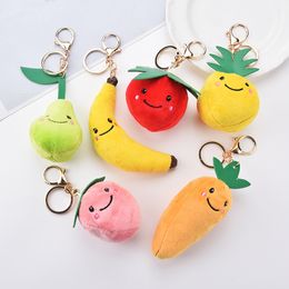 Big Summer Fruit Key Chain Strawberry Peach Pear Pineapple Keyring Food Key Holder Fresh Fruit Keychain Plush Toy Couple Jewellery J0306