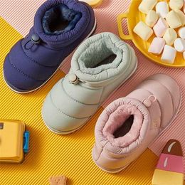Children's Cotton Slippers Winter Solid Colour Warm Boys and Girls Home Drag Bag with Plus Velvet Baby Snow Boots 211227