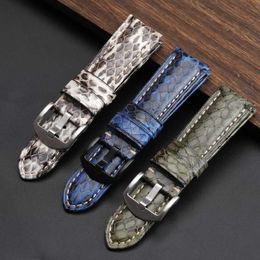 Handmade Snakeskin Watchband 20mm 22mm 24mm Black White Green Blue Leather Strap Men's Snakeskin Watch Strap H0915