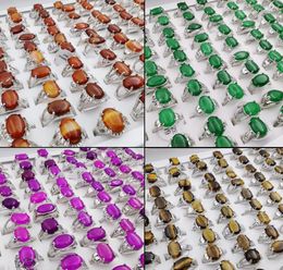 2021 Natural stone agate jade gemstone lapis lazuli Tigereye ring 13style 13 Colours selection Mix size Lady/girl Fashion ring