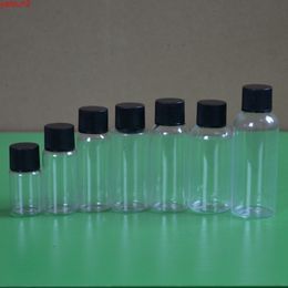 Freeshipping Wholesale 10ml Plastic Lotion Bottle Rotated Black Cap Tranparent PET Cosmetic Jar Rolled on Refillablegood qty