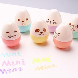 Highlighters 6 Pcs Mini Cute Egg Highlighter Pens Marker Pen Kawaii Stationery Material Escolar Papelaria Writing School Supplies