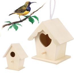 Bird Cages Wooden Mini Cage Outdoor Hanging Birdhouse Box Garden Home Yard Decoration Products Parrot Nest