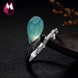 Cluster Rings 2021 Mosaic Natural Stone Orchid Initial Adjustable Ring 100% 925 Sterling Silver Jewellery Women Mother Day Gift Tail R41