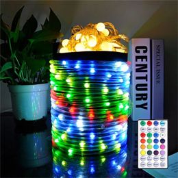 LED Fairy Light Strings 10M 100leds 16 Colors Changing USB Rope Tube String Lights with Remote Timer Ropes For Christmas IP65 Waterproof Home Garden Yard Decoration