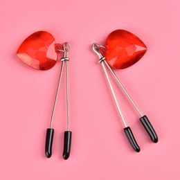 1 Pair Red Heart Shape Couples Nipple Clamps Breast Labia Clips Clit Clamp Adjustable Erotic Product P0816