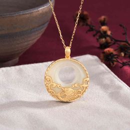 2021 Autumn and Winter Necklace Guochao Brass Gold-plated, Fish Pendant Every Year, Natural Hetian Jade Women's Jewelry