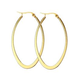 Hoop & Huggie FIREBROS 2021 Trends Korean Fashion Style Stainless Steel Big Earrings For Women Gold Silver Colour Unusual Oval Earring