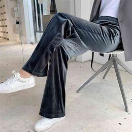 Frauen Hosen Gerade Weibliche Hosen Breites Bein Koreanischen Stil Mode Streetwear Vintage Samt Casual Lose Anzüge Büro 210915