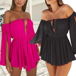 Fashion Womens dress Off Shoulder Mini Dresses Sexy Slash Neck Dresses summer Casual Sleeveless beach Dresses tops clothes new