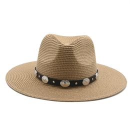 summer sun hats women men casual vintage outdoor straw hats black khaki black belt band western cowboy sun protection women hats