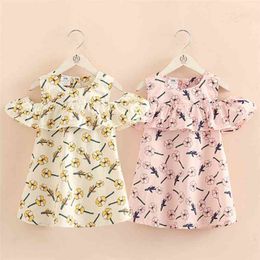 Summer 2 3 4 6 8 10 12 Years Children Flower Floral Print Wrap Off Shoulder Strapless Bohemian Dresses For Kids Baby Girls 210701