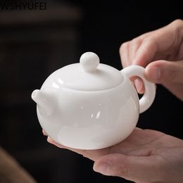 Chinese Handmade white porcelain teapot ivory white Tea pot ceramics Teaware tea infuser Puer Oolong tea Philtre kettle