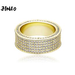 JINAO 2021 5 Rows Zircon Men's High Quality Iced Out Charm AAA+ Cubic Zirconia Men Ring Jewellery For Gift