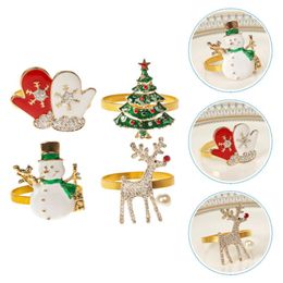 christmas tree napkin rings Canada - Napkin Rings 4Pcs Festive Xmas Decor Decorative Christmas Tree Buckles