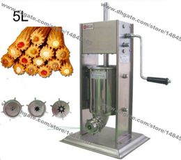 Commercial Use Manual Stainless Steel 5L Spainish Churro Churros Machine Maker Baker with 3pcs Nozzles
