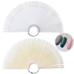 fan tip nails UK - False Nails 50 Tips Oval Display Nail Art Fan Wheel Practice Board Tip Sticks Dipping Powder Colors UV Gel Polish Chart