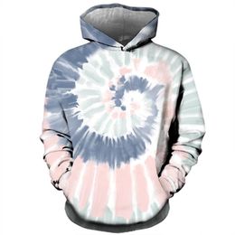 Men's Hoodies & Sweatshirts 2021 Long-Sleeved O-Neck Tie-Dye Casual Loose Plus Size Hooded Sweater Autumn Cotton Color Print Top