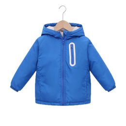 2021 New Children Parkas Coat Plus Velvet Baby Girl Snowsuit Hooded Thicken Outer Wear Boys Jacket Warm Kids Clothes 2-8 Year H0909