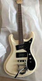 Custom Shop Johnny Ramone Venture 1966 Cream White Electric Guitar Bigs Tremolo Bridge, Black P90 Pickups, Small Dot Inlay