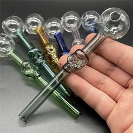 QBsomk Coloured single-wheel skull glass smoke set Great Pyrex Glass Oil Burner Pipe Thick oil rigs glass water pipe