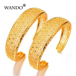 Wando Newest Classic Ethiopian Gold Colour Wedding Bangle for Women Dubai Bride Bracelet African Jewellery Middle East Items Wb147 Q0717