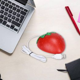 Novelty Strawberry USB Optical Mouse,Sweet Heart Shape wired USB Mouse red heart cartoon fruit mouse for Computer PC/Laptop Kids/Lovers gift