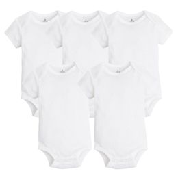 5 PCS/LOT Newborn Clothing Summer Body Bodysuits 100% Cotton White Kids Jumpsuits Baby Boy Girl Clothes 0-24M 210309