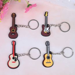 New 2Pcs Soft Silicone Instrument Keychain Folk Electric Classical Guitar Ukulele Key Ring High Quality Wholesale G1019