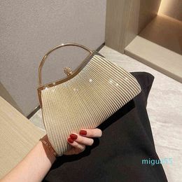 Bag Tote Pu Leather Women Designer Handbags Girl Shopper Purse Fashion Casual Diamond Pleated Stripe Gold Chain Clutch Evening bags