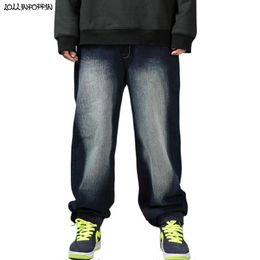 Men's Jeans Mens Hip Hop Skateboarder Plus Size Loose Baggy Denim Pants Wide Leg Streetwear Garment Washed