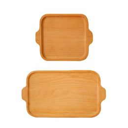 Kitchen Storage & Organization Natural Bamboo Wooden Serving Tray Food Tea Fruit Dinner With Handles Supplies