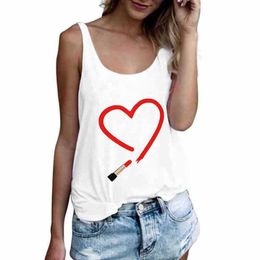 Heart Printed Woman Tank Tops Casual Harajuku Tops For Women Ladies Sleeveless Vest Valentine Day Gift Camisetas Muje 210527