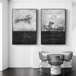 Black And White Posters Canvas Prints Airplane Painting Indoor Decoration Modern Wall Art Pictures for Living Room Home Decor