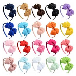 4.5 inch Baby Girls Ribbon Bow Hairbands Princess Boutique Grosgrain Hair Accessories Girl Plastic Hairbands Double Bows Hair Sticks