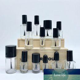 20pcs 5ml/10ml/15ml/20ml Empty Round Square Clear Glass Nails Polish Bottle With Brush Cap Paint Glue Containers Nail art Vials