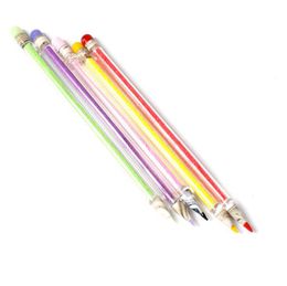 Colourful Glitter Glass Smoking Portable Pencil Pen Shape Tip Straw Nails Bong Handpipe Philtre Holder Innovative Wig Wag Hookah Waterpipe Dabber Spoon Accessories