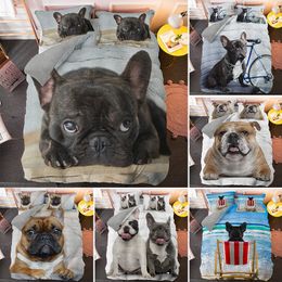 Bulldog Bedding Set Pet Animal Dog Duvet Cover For Kids Adult Bedclothes Pillowcase Quilt Comforter Covers 210309