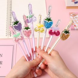 Gel Pens 1 Pieces Lytwtw's Glitter Pendant Fruit Pen School Officel Supplies Stationery Cute Kawaii Lovely Sweet