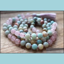 Pendant Necklaces & Pendants Jewellery Ite 108 Mala Bead Rosequartz Necklace Yoga Meditation Tassel Hand Knotted Prayer 210323 Drop Delivery 2