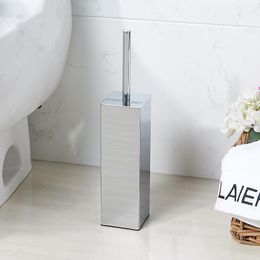 Toilet Brushes & Holders Stainless Steel Brush Long Barrel Body Free Punching Pendant Square Silver Floor-mounted Holder