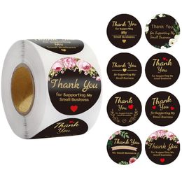 black packing sticker thank you Adhesive Stickers 500PCS Roll 1inch 1.5inch 3.8cm Round Label For Holiday Presents Business