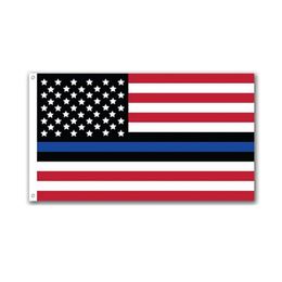 Blue Lives Matter American USA Police Flag 3x5FT Double Stitching 100D Polyester Festival Gift Indoor Outdoor Printed Wholesale