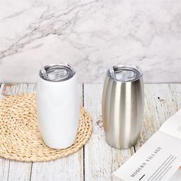 Sublimation Barrel Shaped Wine Tumbler Beer Mug 25oz/700ml 15oz/420ml Beverage Cup Water Bottle 18/8 Stainless Steel Insulated Vacuum 2-Wall Thermal Glass Flask